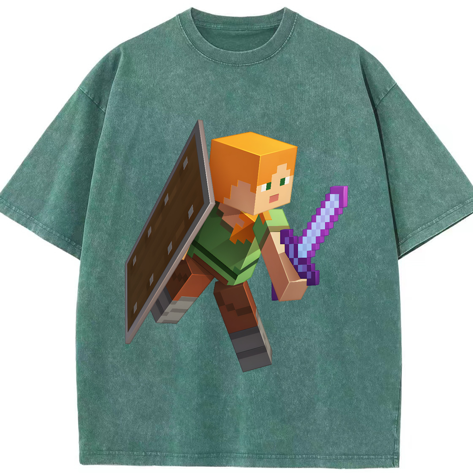 （画像用） マインクラフト ブロックの世界 Minecraft MC Block world 綿100% ヴィンテージ風 半袖Tシャツ（フロントプリント）